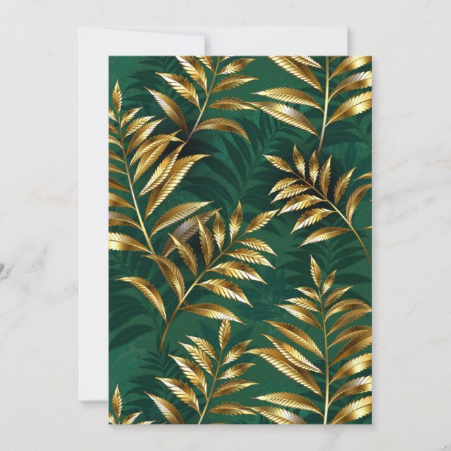Seamless pattern with golden ferns holiday card (Front)