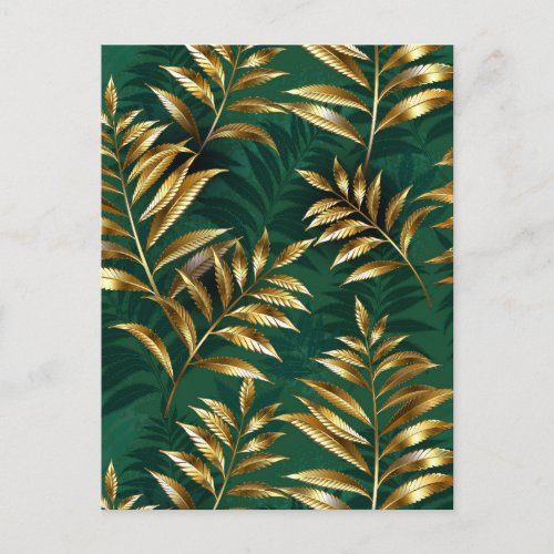 Seamless pattern with golden ferns