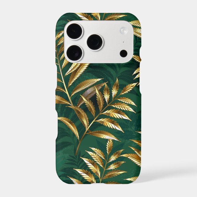 Seamless pattern with golden ferns iphone case (Back)