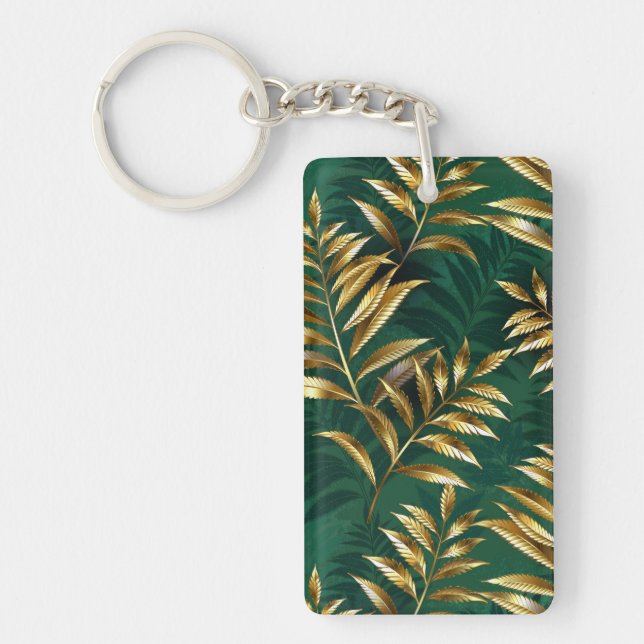 Seamless pattern with golden ferns keychain (Front)
