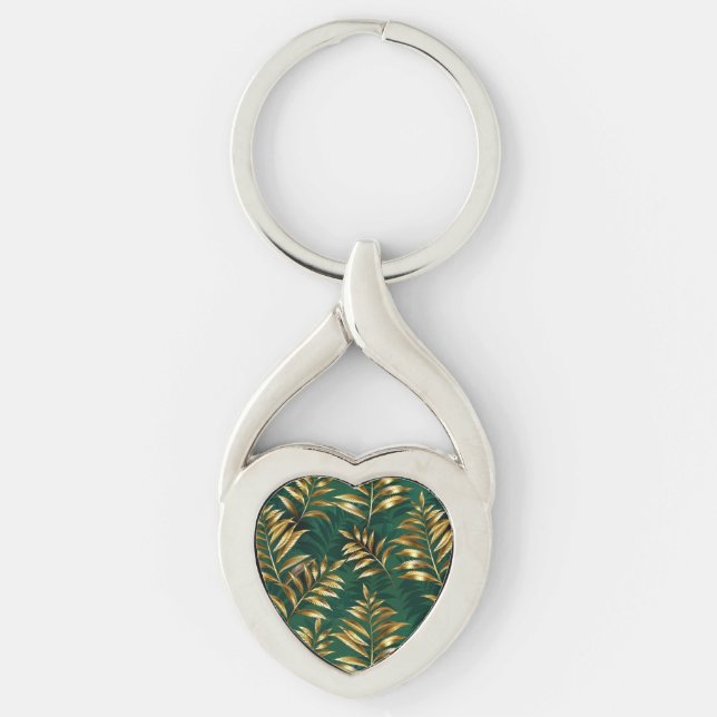 Seamless pattern with golden ferns keychain (Front)