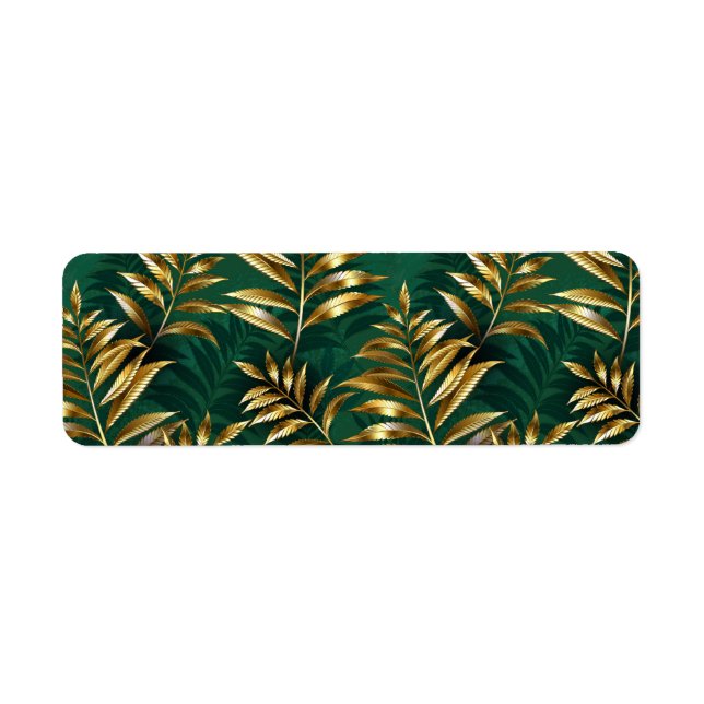 Seamless pattern with golden ferns label (Front)
