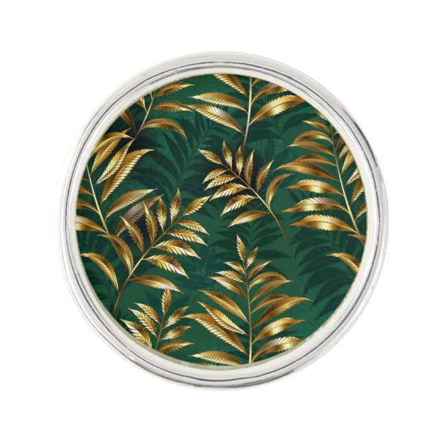 Seamless pattern with golden ferns lapel pin (Front)