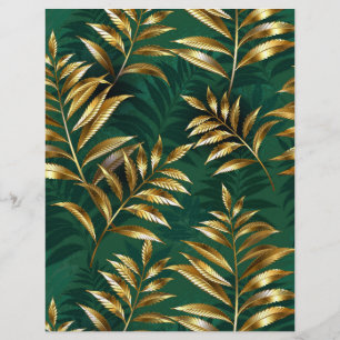 Seamless pattern with golden ferns letterhead