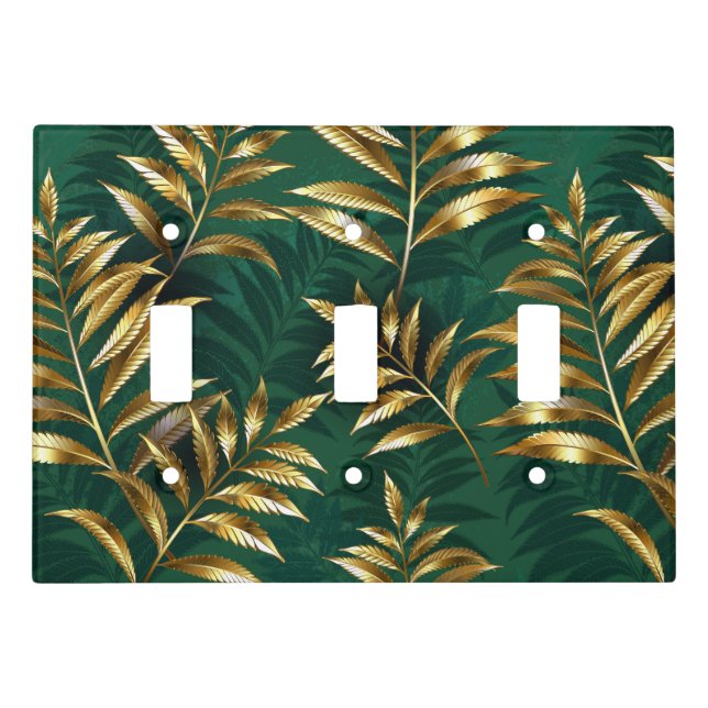 Seamless pattern with golden ferns light switch cover (Front)