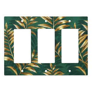 Seamless pattern with golden ferns light switch cover
