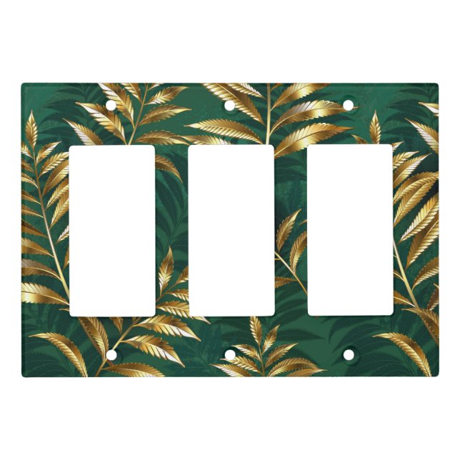 Seamless pattern with golden ferns light switch cover (Front)