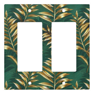 Seamless pattern with golden ferns light switch cover