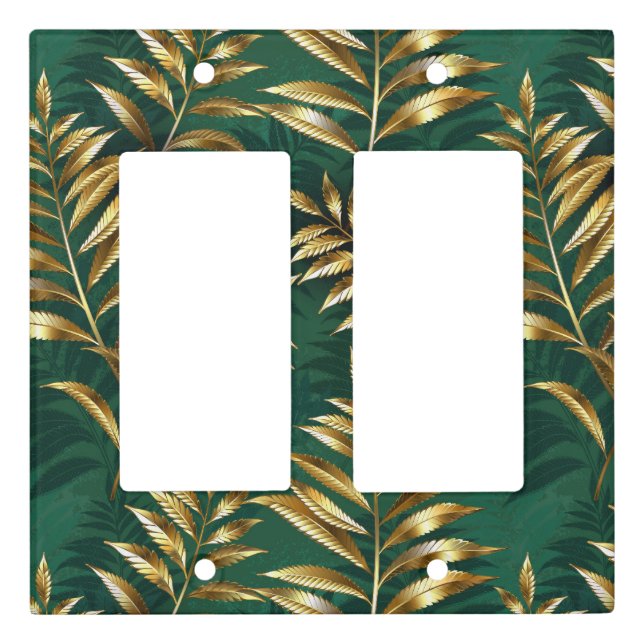 Seamless pattern with golden ferns light switch cover (Front)