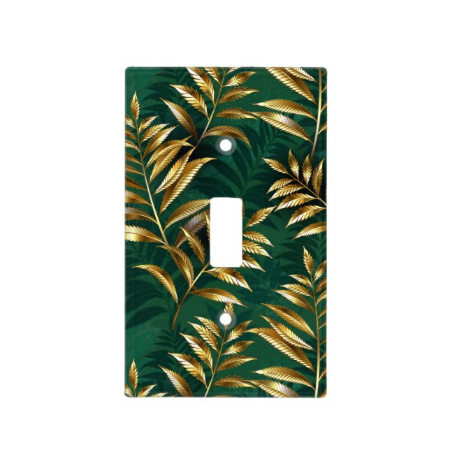 Seamless pattern with golden ferns light switch cover (Front)