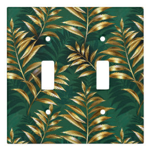 Seamless pattern with golden ferns light switch cover