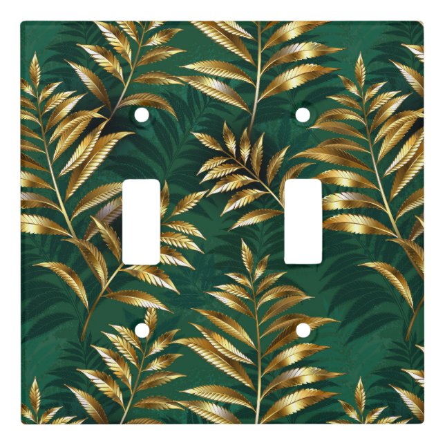 Seamless pattern with golden ferns light switch cover (Front)