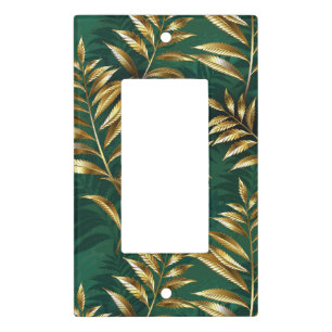 Seamless pattern with golden ferns light switch cover