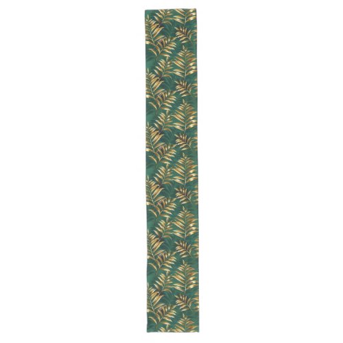 Seamless pattern with golden ferns long table runner