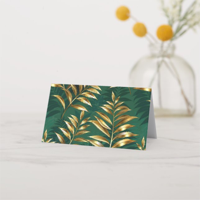 Seamless pattern with golden ferns loyalty card (Front)