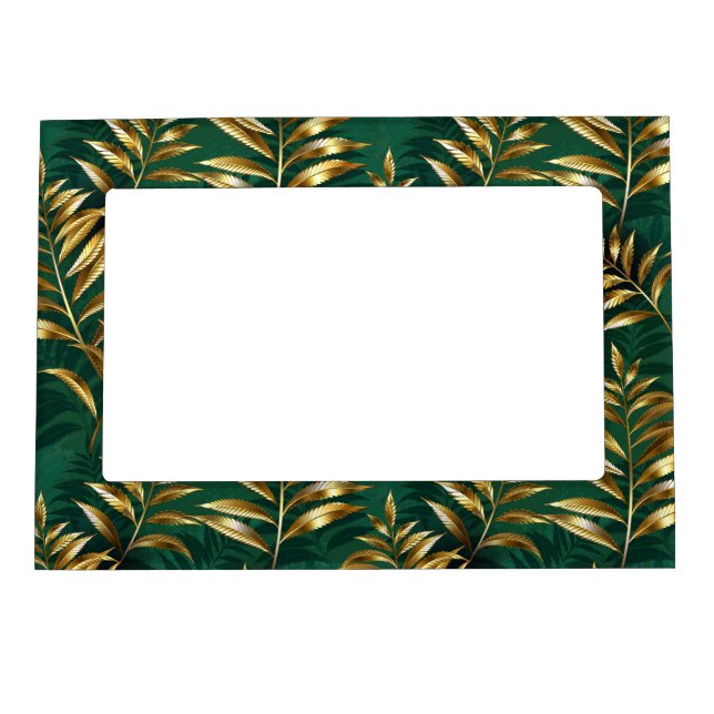 Seamless pattern with golden ferns magnetic frame (Front)