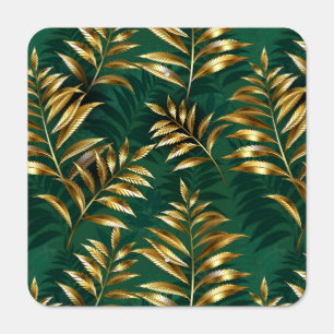 Seamless pattern with golden ferns metal sign