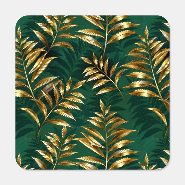 Seamless pattern with golden ferns metal sign (Front)