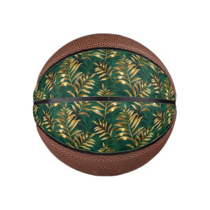 Seamless pattern with golden ferns mini basketball