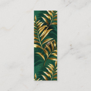 Seamless pattern with golden ferns mini business card