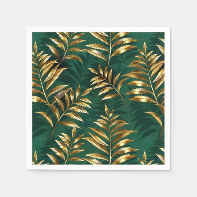 Seamless pattern with golden ferns napkins (Front)