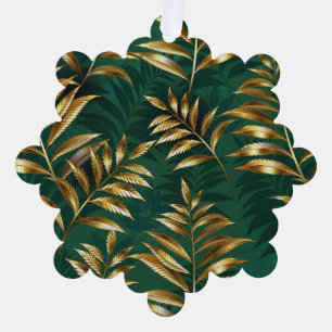 Seamless pattern with golden ferns ornament card