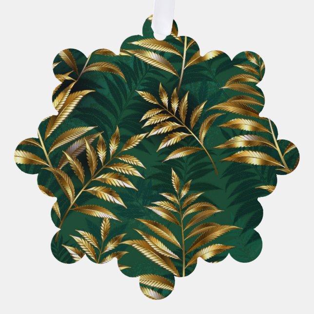 Seamless pattern with golden ferns ornament card (Front)