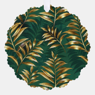 Seamless pattern with golden ferns ornament card