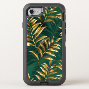 Seamless pattern with golden ferns OtterBox defender iPhone SE/8/7 case