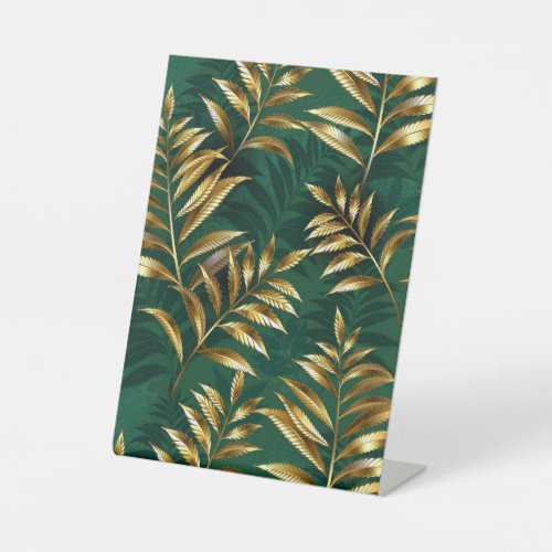Seamless pattern with golden ferns