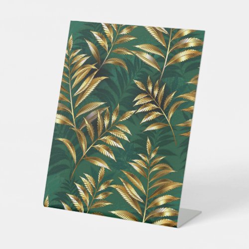 Seamless pattern with golden ferns
