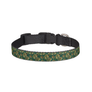 Seamless pattern with golden ferns pet collar