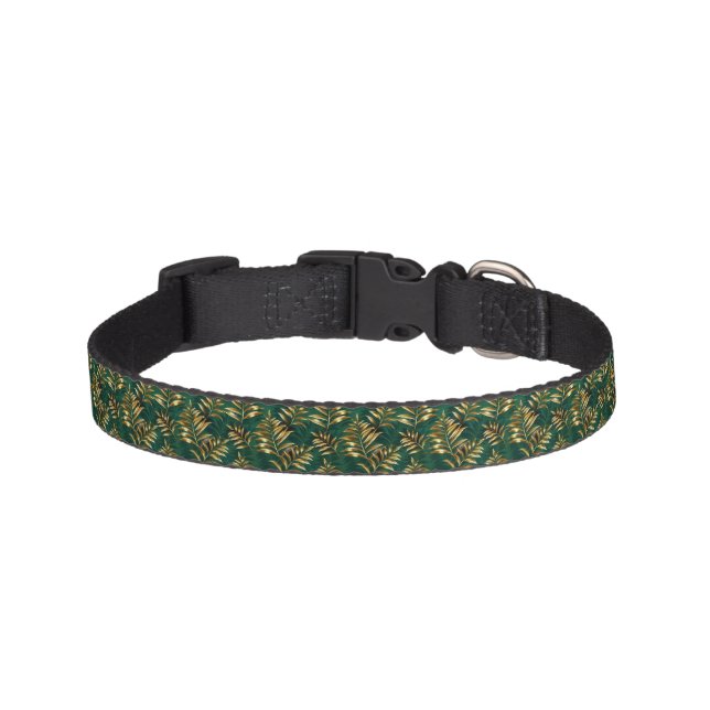 Seamless pattern with golden ferns pet collar (Front)