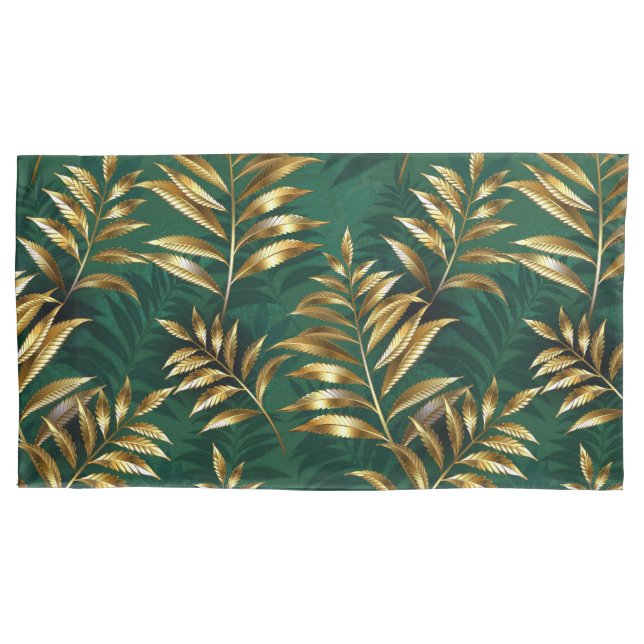 Seamless pattern with golden ferns pillow case (Front-Left)