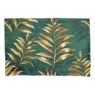 Seamless pattern with golden ferns pillow case