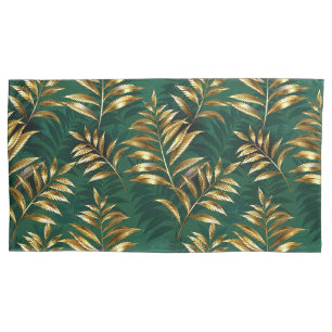 Seamless pattern with golden ferns pillow case