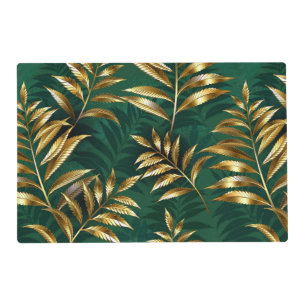 Seamless pattern with golden ferns placemat