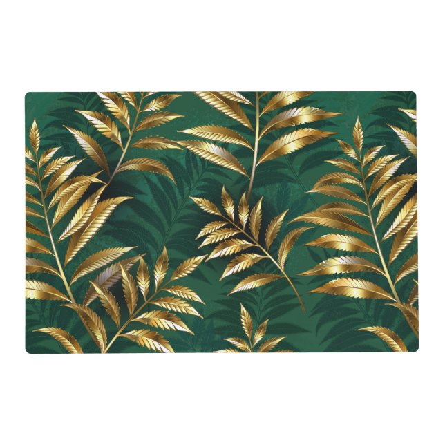 Seamless pattern with golden ferns placemat (Front)