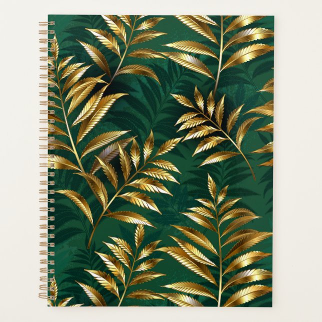 Seamless pattern with golden ferns planner (Front)