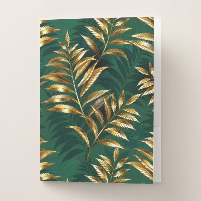Seamless pattern with golden ferns pocket folder (Front)