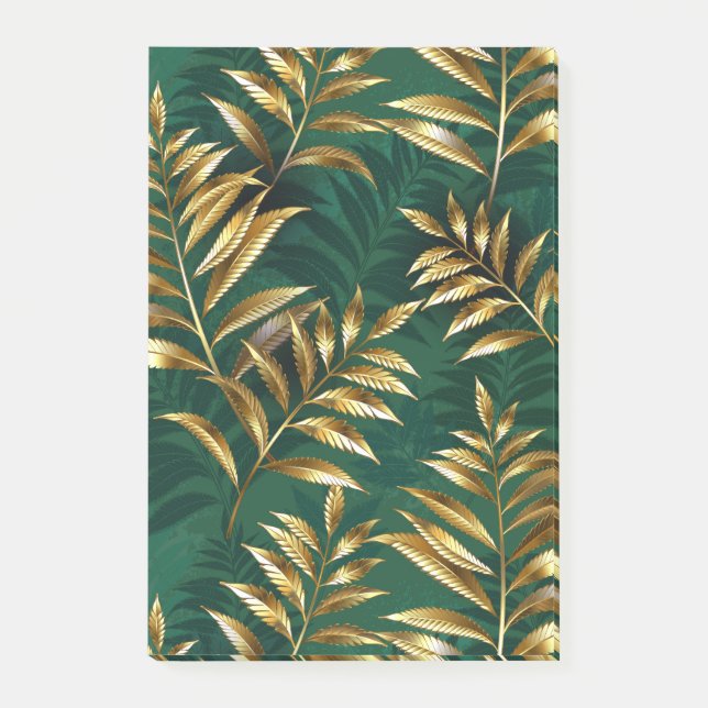 Seamless pattern with golden ferns post-it notes (Front)