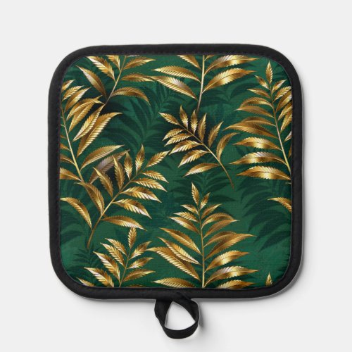 Seamless pattern with golden ferns