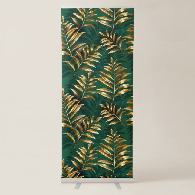 Seamless pattern with golden ferns retractable banner (Front)