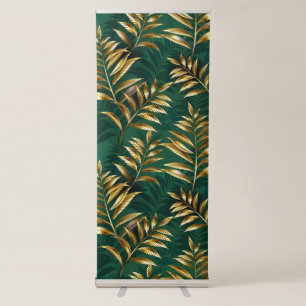 Seamless pattern with golden ferns retractable banner