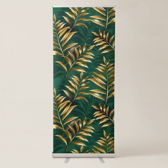 Seamless pattern with golden ferns retractable banner (Front)