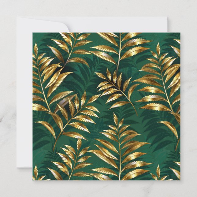 Seamless pattern with golden ferns save the date (Front)