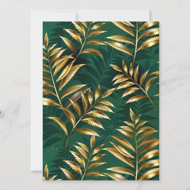 Seamless pattern with golden ferns save the date (Front)