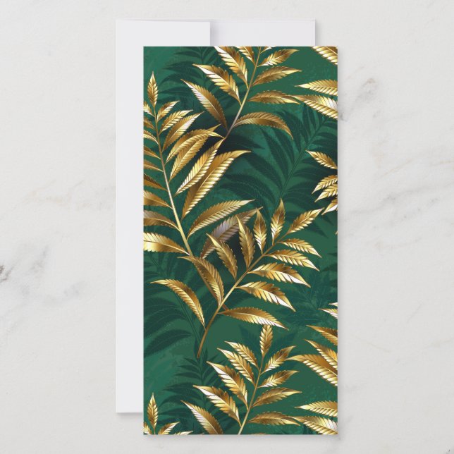 Seamless pattern with golden ferns save the date (Front)