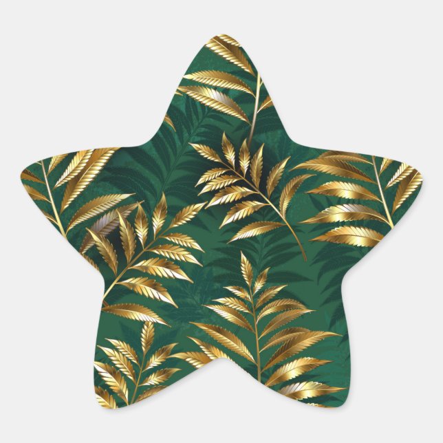 Seamless pattern with golden ferns star sticker (Front)