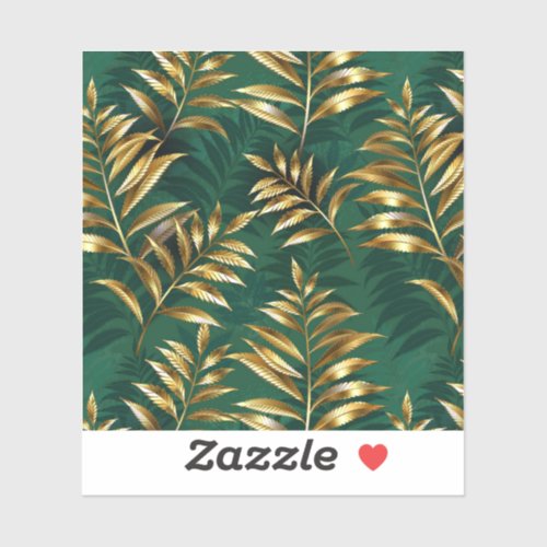 Seamless pattern with golden ferns